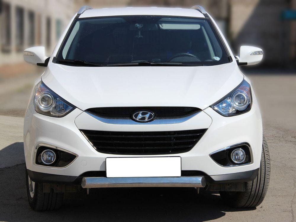 Защита переднего бампера радиусная овальная d-76х40 для Hyundai ix35, Технотек HIX35_1.3