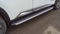 Пороги алюминиевые с пластиковой накладкой (карбон серебро) 1720 мм Nissan X-Trail (T33) 4WD HYBRID 2024- арт. NISXTR24-04SL