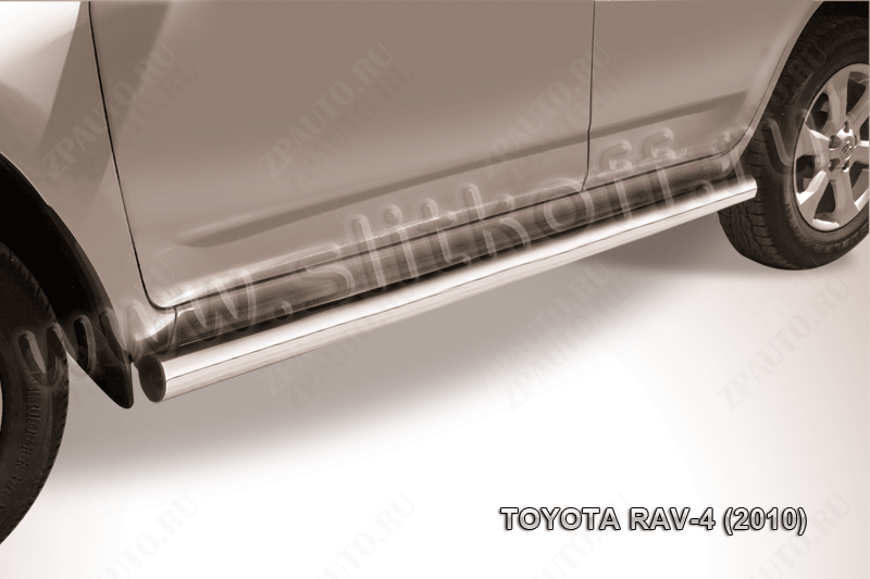Защита порогов d76 труба Toyota Rav-4 (2010-2016) Black Edition, Slitkoff, арт. TR410-013BE