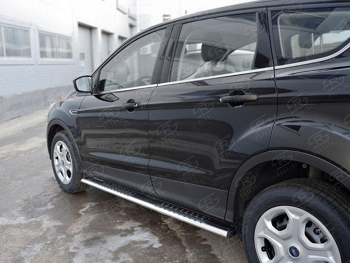 Пороги труба 120х60 овал с проступью Ford Kuga 2016, Руссталь FGO-002598