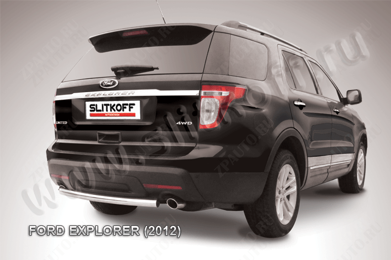 Защита заднего бампера d57 Ford Explorer (2010-2015) Black Edition, Slitkoff, арт. FEX009BE