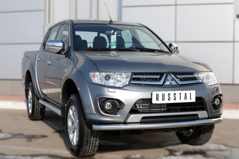 Пороги труба d76 вариант 3 для Mitsubishi L200 2014, Руссталь MLT-0020383