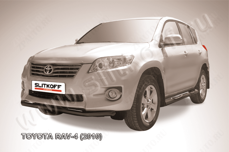 Защита переднего бампера d57 черная Toyota Rav-4 (2010-2016) , Slitkoff, арт. TR410-007B