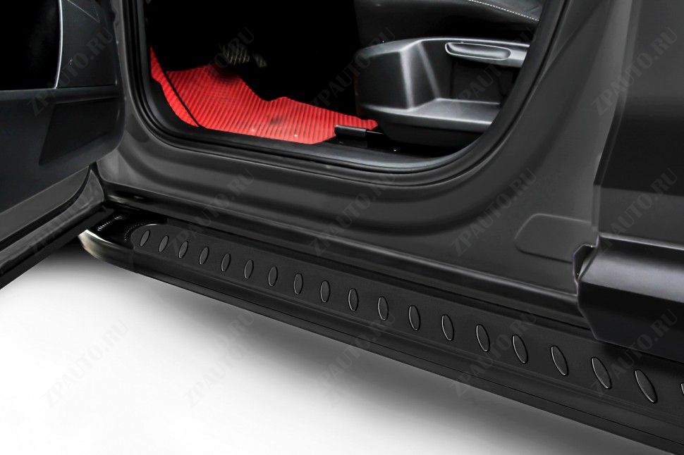 Пороги алюминиевые "Prestige Black" 1800 черные Nissan Murano (2014-2022) , Slitkoff, арт. AL-NIM16007