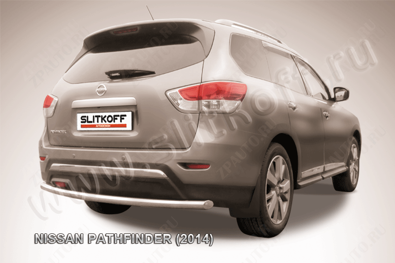 Защита заднего бампера d57 Nissan Pathfinder (2012-2017) Black Edition, Slitkoff, арт. NIP14-013BE