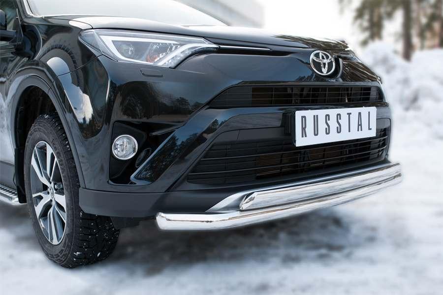 Защита переднего бампера d63/75х42 на Toyota RAV4 2015, Руссталь TR4Z-002194