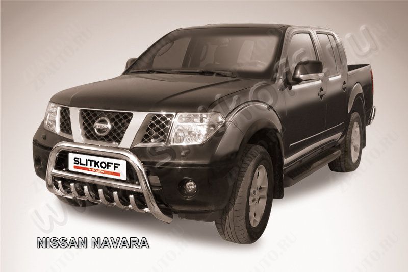 Кенгурятник d76 низкий с защитой картера Nissan Navara (2004-2015) , Slitkoff, арт. NIN003