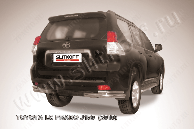 Уголки d76+d42 двойные Toyota Land Cruiser Prado J150 (2009-2013) Black Edition, Slitkoff, арт. TOP022BE