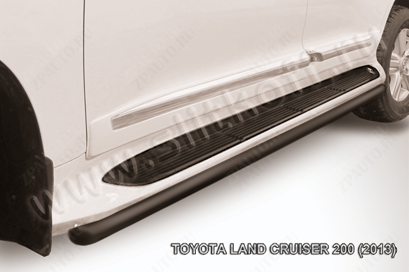 Защита штатного порога d57 черная Toyota Land Cruiser 200 (2013-2015) , Slitkoff, арт. TLC2-13-013B