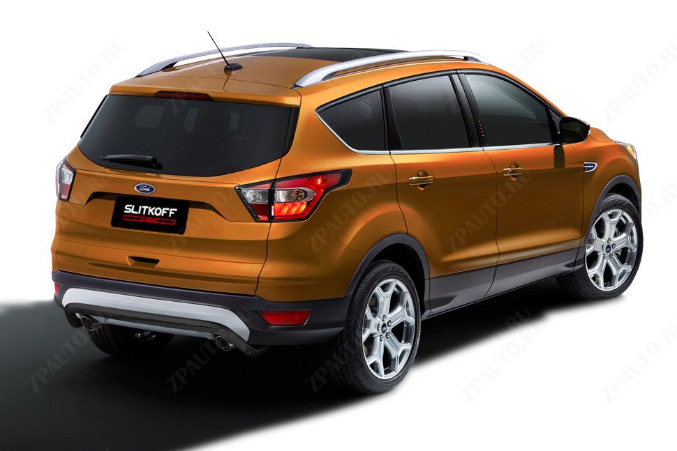 Защита заднего бампера d57 скоба черная Ford Kuga (2016-2019) , Slitkoff, арт. FKG16-007B