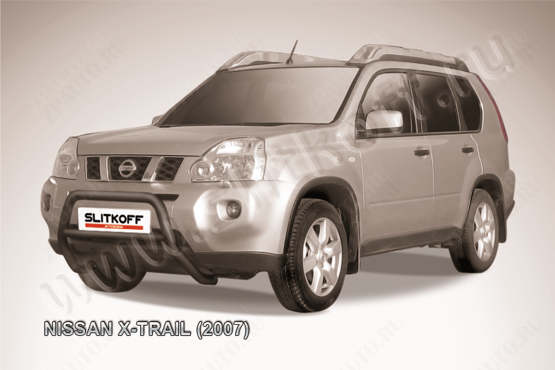 Кенгурятник d57 низкий черный Nissan X-Trail (2007-2011) , Slitkoff, арт. NXT003B