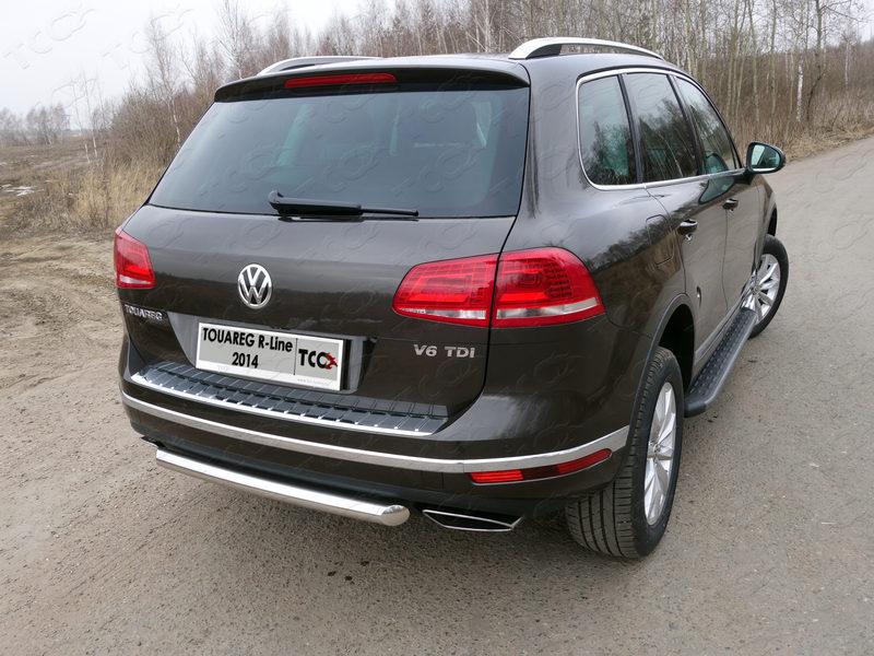 Защита задняя 60,3 мм для Volkswagen Touareg 2014 R-Line, ТСС VWTOUARRL14-23, TCC Тюнинг