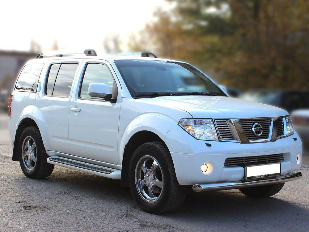 Дуга передняя по низу бампера d-76 радиусная для Nissan Pathfinder 2010, Технотек NP10_2.2