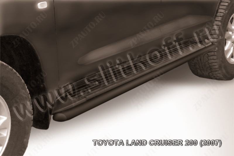 Защита штатного порога d42 черная Toyota Land Cruiser 200 (2007-2012) , Slitkoff, арт. TLC2-020B
