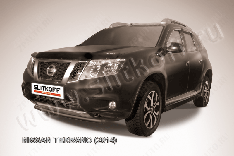 Защита переднего бампера d42 черная Nissan Terrano (2014-2023) , Slitkoff, арт. NTER14-005B