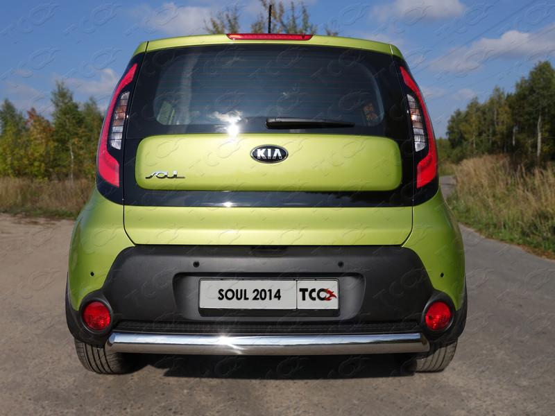 Защита задняя (овальная) 75х42 мм для KIA Soul II 2013-, ТСС KIASOUL14-13, TCC Тюнинг