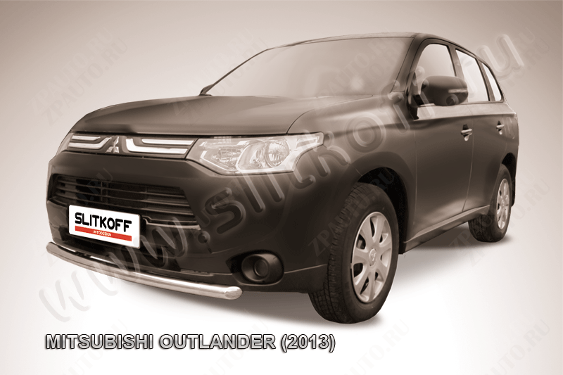 Защита переднего бампера d57 короткая Mitsubishi Outlander (2012-2015) , Slitkoff, арт. MOUT13-004