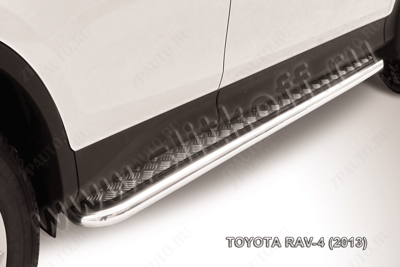 Защита порогов d57 с листом усиленная Toyota Rav-4 (2012-2015) Black Edition, Slitkoff, арт. TR413-005BE