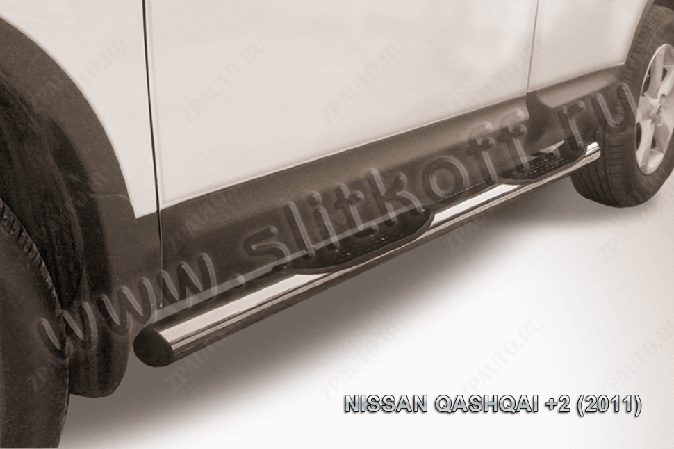 Защита порогов d76 с проступями Nissan Qashqai +2 (2010-2013) , Slitkoff, арт. NIQ211-005