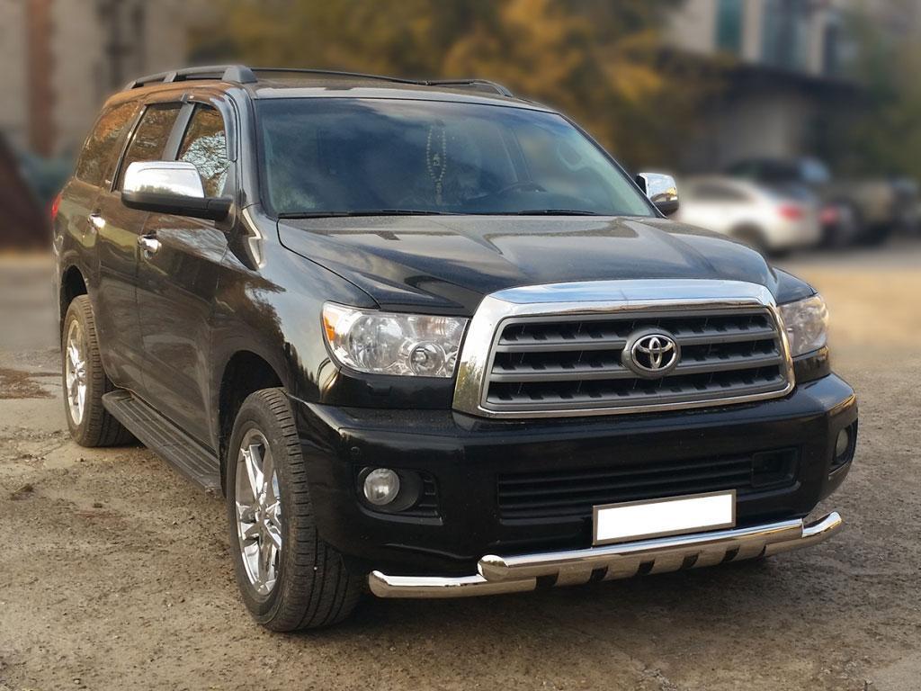 Защита переднего бампера с накладками d76 на Toyota Sequoia 2007, Технотек TOYS09_1.2