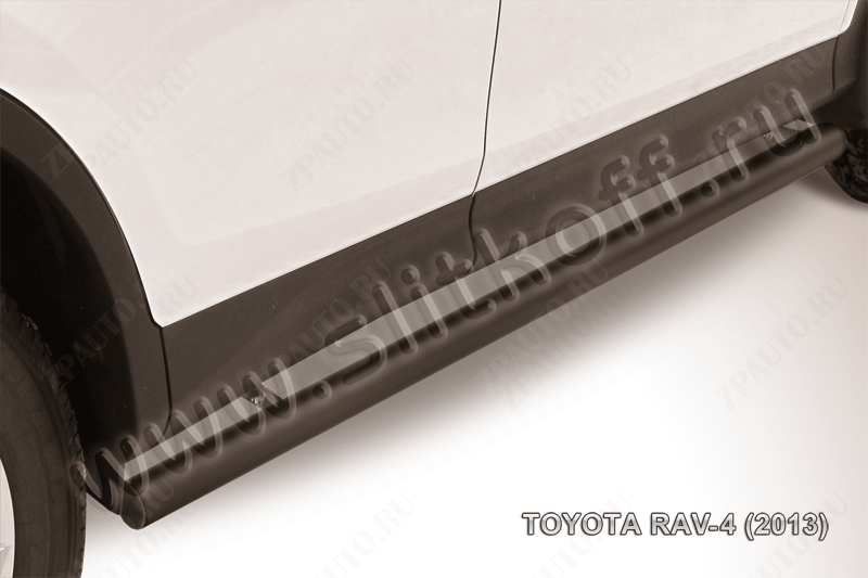Защита порогов d76 труба черная Toyota Rav-4 (2012-2015) , Slitkoff, арт. TR413-008B
