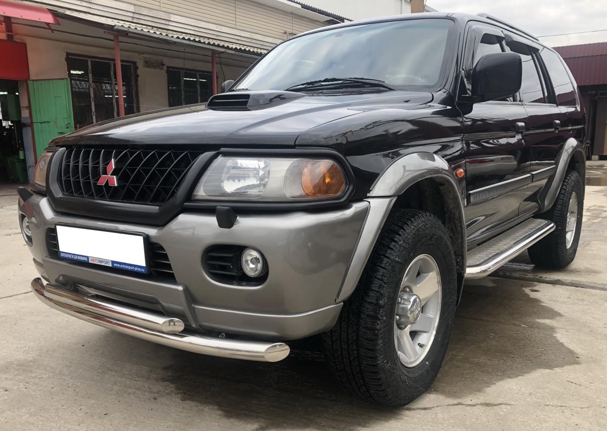 Защита переднего бампера двойная для автомобиля Mitsubishi Pajero Sport 1998-2007 арт. MSPS.98.03