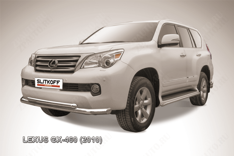 Защита переднего бампера d76+d57 двойная Lexus GX-460 (2009-2013) Black Edition, Slitkoff, арт. LGX007BE