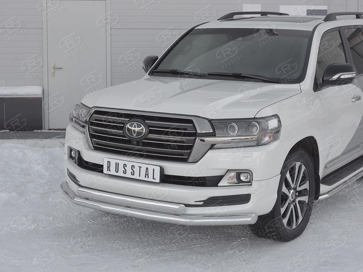 Защита переднего бампера d76/75x42 на Toyota Land Cruiser 200 2017 Excalibur, Руссталь TLCZ-002904