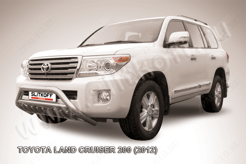 Кенгурятник d76 низкий широкий с ЗК и перемычкой Toyota Land Cruiser 200 (2012-2015) , Slitkoff, арт. TLC2-12-006