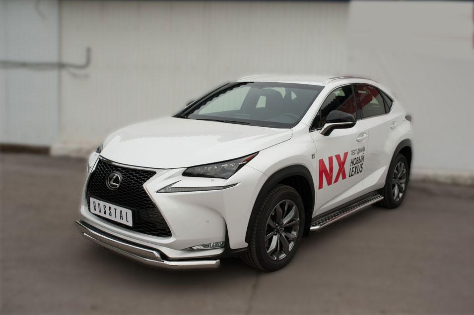 Пороги труба d42 с листом вариант 2 для Lexus NX 200t 2014 F Sport, Руссталь LNXT-0021402