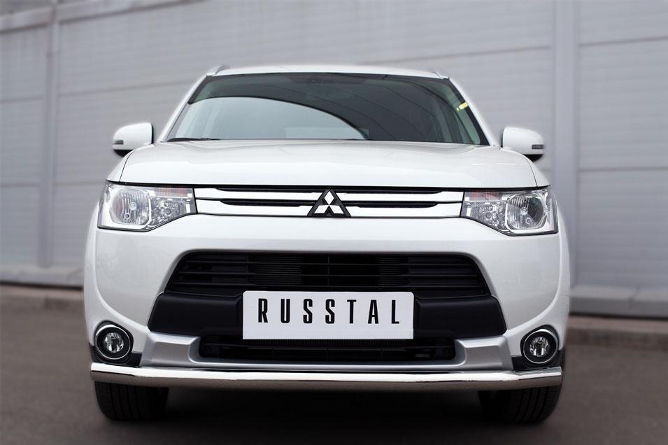 Защита переднего бампера d63 для Mitsubishi Outlander 2014, Русталь MORZ-001892, РусСталь