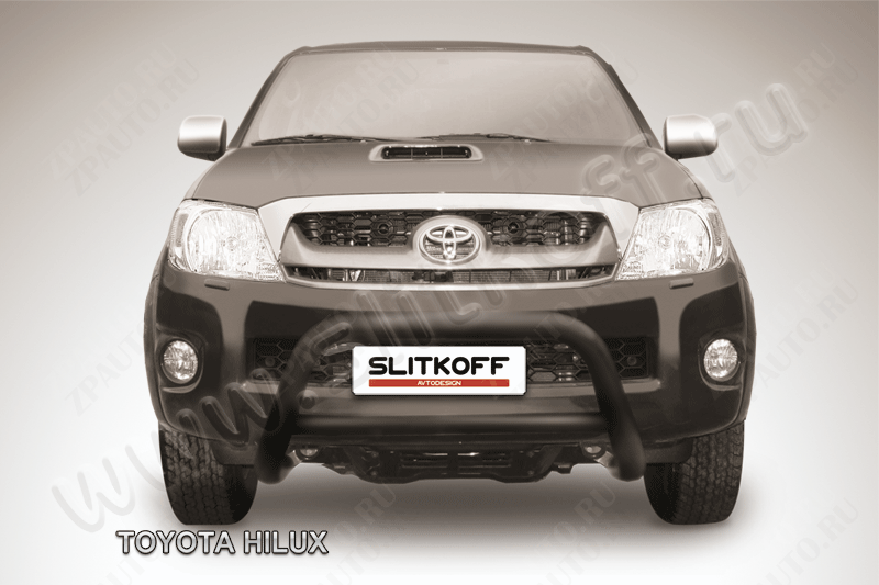 Кенгурятник d76 низкий черный Toyota Hilux (2004-2011) , Slitkoff, арт. THL002B