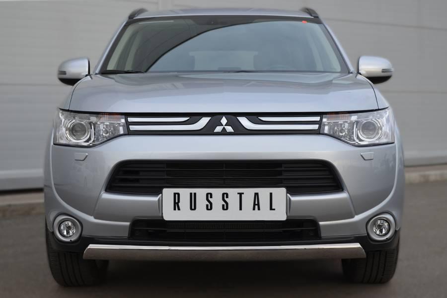 Защита переднего бампера d75x42 овал для Mitsubishi Outlander 2012, Руссталь MRZ-001051