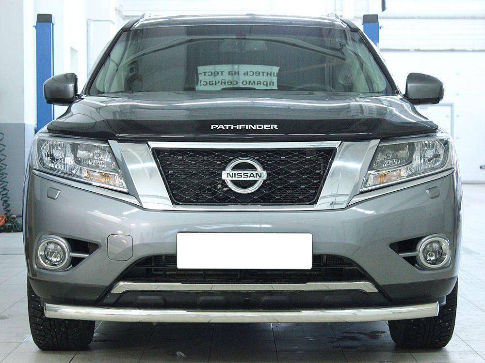 Дуга передняя по низу бампера d-60 радиусная одинарная для Nissan Pathfinder 2014, Технотек NP14_1