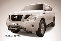 Кенгурятник d76 низкий широкий мини черный Nissan Patrol (2010-2014) , Slitkoff, арт. NIPAT009B