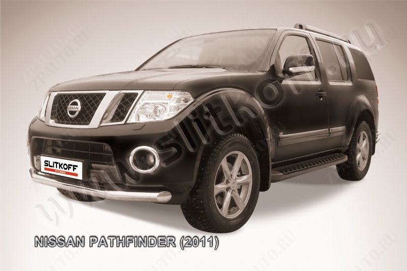 Защита переднего бампера d76 Nissan Pathfinder (2010-2014) , Slitkoff, арт. NIP11-001