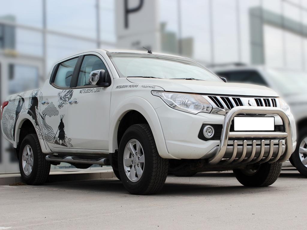 Дуга передняя низкая d-76 с защитой картера d-43 для автомобиля Mitsubishi L-200 2015-2018г.в., Технотек,  арт. MPL15_1