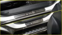 Накладки на пороги (лист шлифованный надпись X-Trail) 4шт Nissan X-Trail (T33) 4WD HYBRID 2024- арт. NISXTR24-07