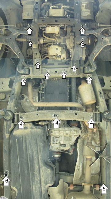 Защита двигателя, кпп, рк алюминиевая Motodor для Land Rover Discovery 4 2009-2016 (3 части) (8 мм, алюминий), 383203