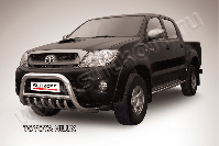 Кенгурятник d76 низкий с защитой картера Toyota Hilux (2004-2011) Black Edition, Slitkoff, арт. THL001BE