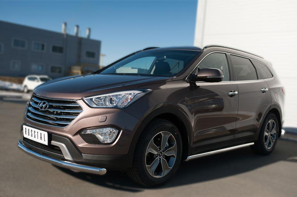 Пороги труба d63 вариант 1 для Hyundai Santa Fe Grand 2013, Руссталь HSFT-0020081