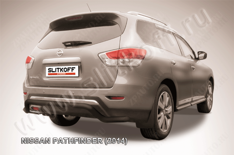 Защита заднего бампера d57 волна черная Nissan Pathfinder (2012-2017) , Slitkoff, арт. NIP14-012B