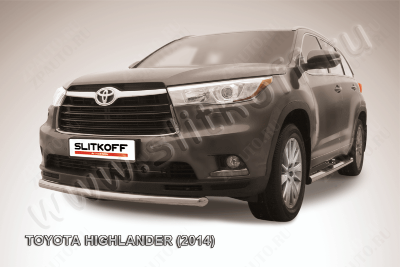 Защита переднего бампера d57 радиусная Toyota Highlander (2014-2016) , Slitkoff, арт. THI14-005