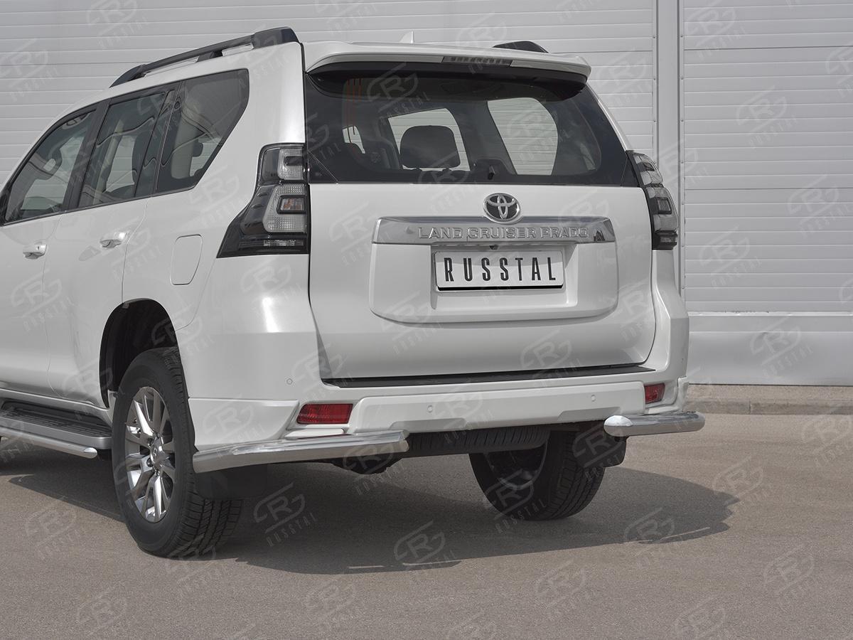 Защита заднего бампера уголки d76 секции  для автомобиля Toyota Land Cruiser Prado 150 Style 2019, РусСталь LCPZ-003305