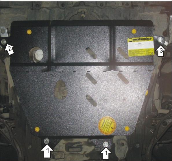 Защита стальная Мотодор (Двигатель, Коробка переключения передач, Масляного фильтра), 2 мм, Сталь для Honda Stream 2005-2014 арт. 00834