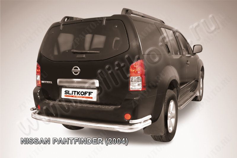 Защита заднего бампера d76+d42 двойная Nissan Pathfinder R51 (2004-2010) , Slitkoff, арт. NIP012