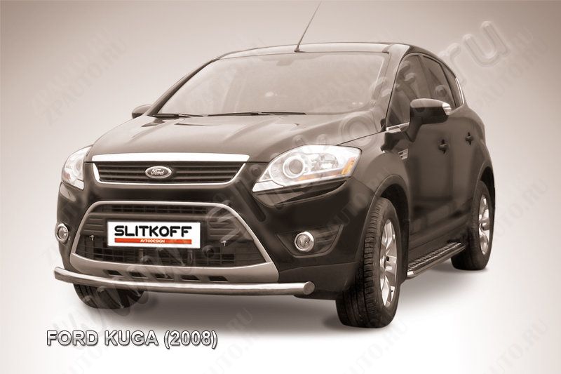 Защита переднего бампера d57 Ford Kuga (2008-2013) Black Edition, Slitkoff, арт. FKG006BE