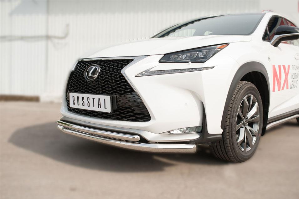 Защита переднего бампера d63/42 для Lexus NX 200t 2014 F Sport, Руссталь LNXZ-002135