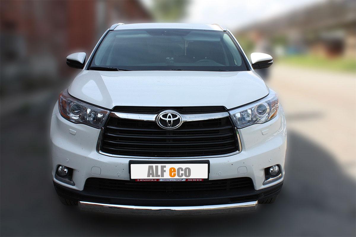 Защита передняя (ОВАЛ) D 75х42 для Toyota Highlander(Тойота Хайлендер), ALFeco арт. HIGHL-14.01