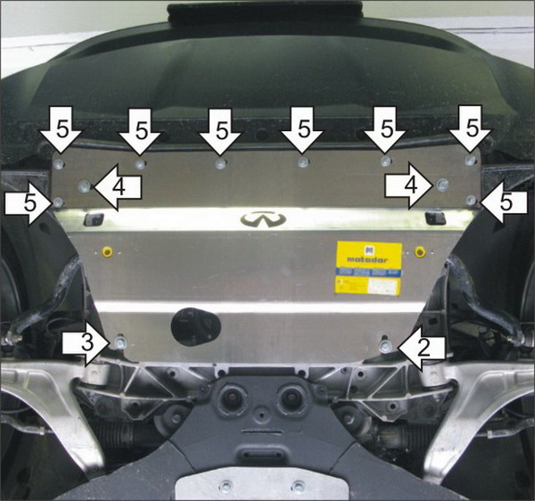 Защита стальная Мотодор (Двигатель), 2 мм,  для Infiniti QX 70  2014-2017 арт. 08007